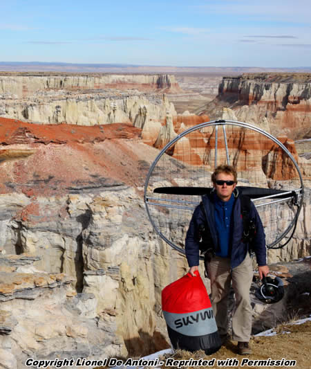 Lionel De Antoni standing in front of the Coal Mine Canyon at the border of the Navajo/Hope Reservation.